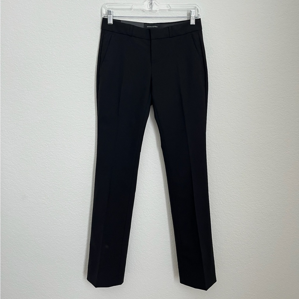 Banana Republic black Logan lightweight wool straight trousers 00P NWT
